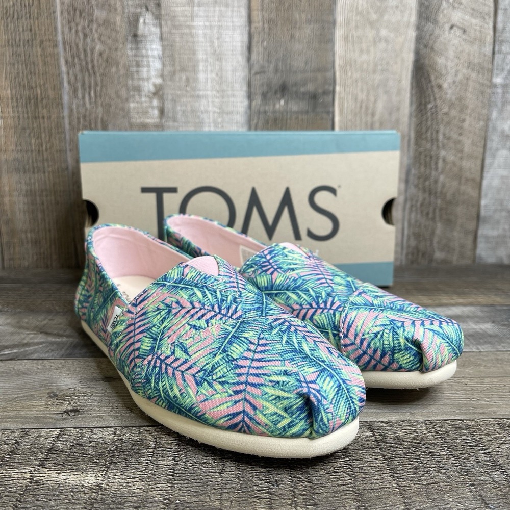 NIB Womens Toms Alpargata Candy Pink Palms Casual Comfort Flats Shoes Size 6.5 M